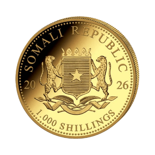 1 унция сомалийски слон златна монета от 2026 година