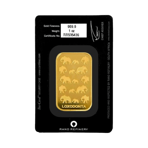 1 унция златно кюлче африкански слон rand refinery