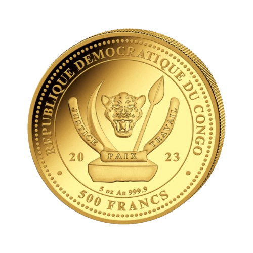 златна монета 5 унции конгоанска манта 2023