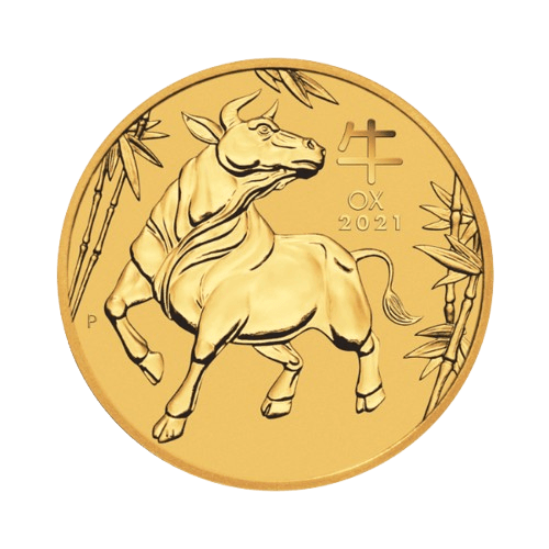 1/10 унция златен лунар вол 2021 лице