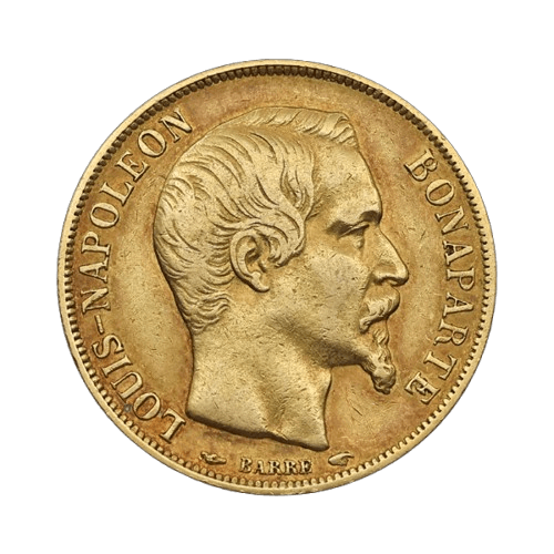 Златна Монета 20 Френски Франка Луи-Наполеон Бонапарт 1852 А