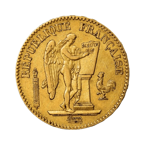 20 златни френски франка гениус 1848-1849