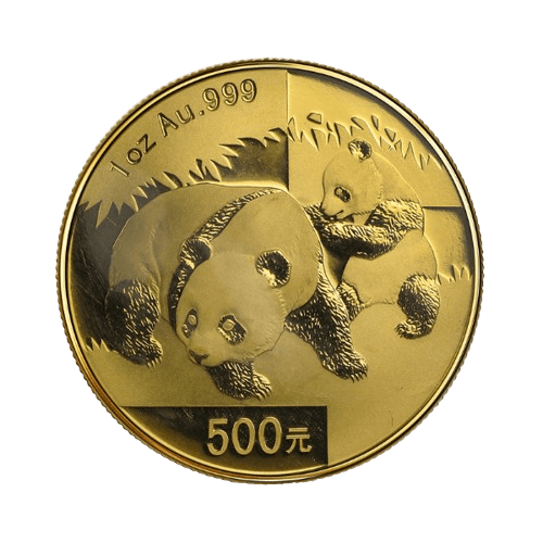 1 унция златна монета панда 2008 лице