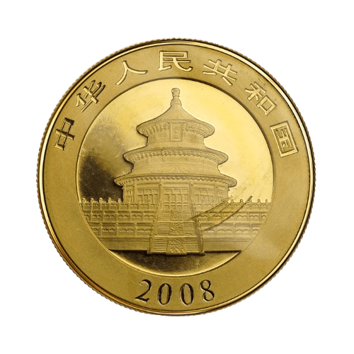 златна монета 1 унция панда 2008 гръб